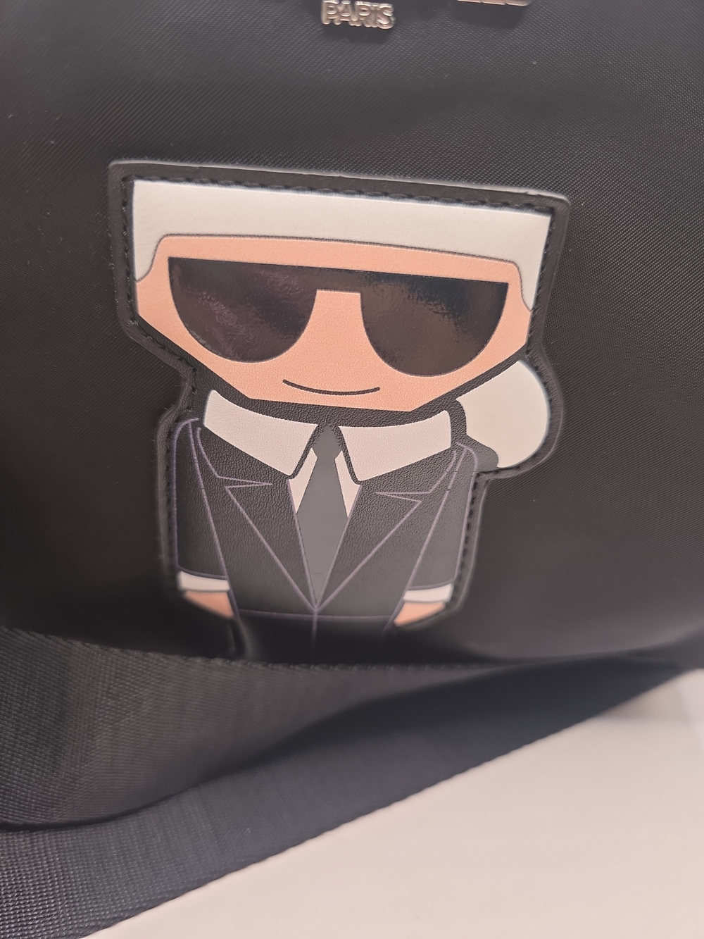 Karl Lagerfeld Black Nylon Crossbody Bag with Character Patch - Picture 4 of 15